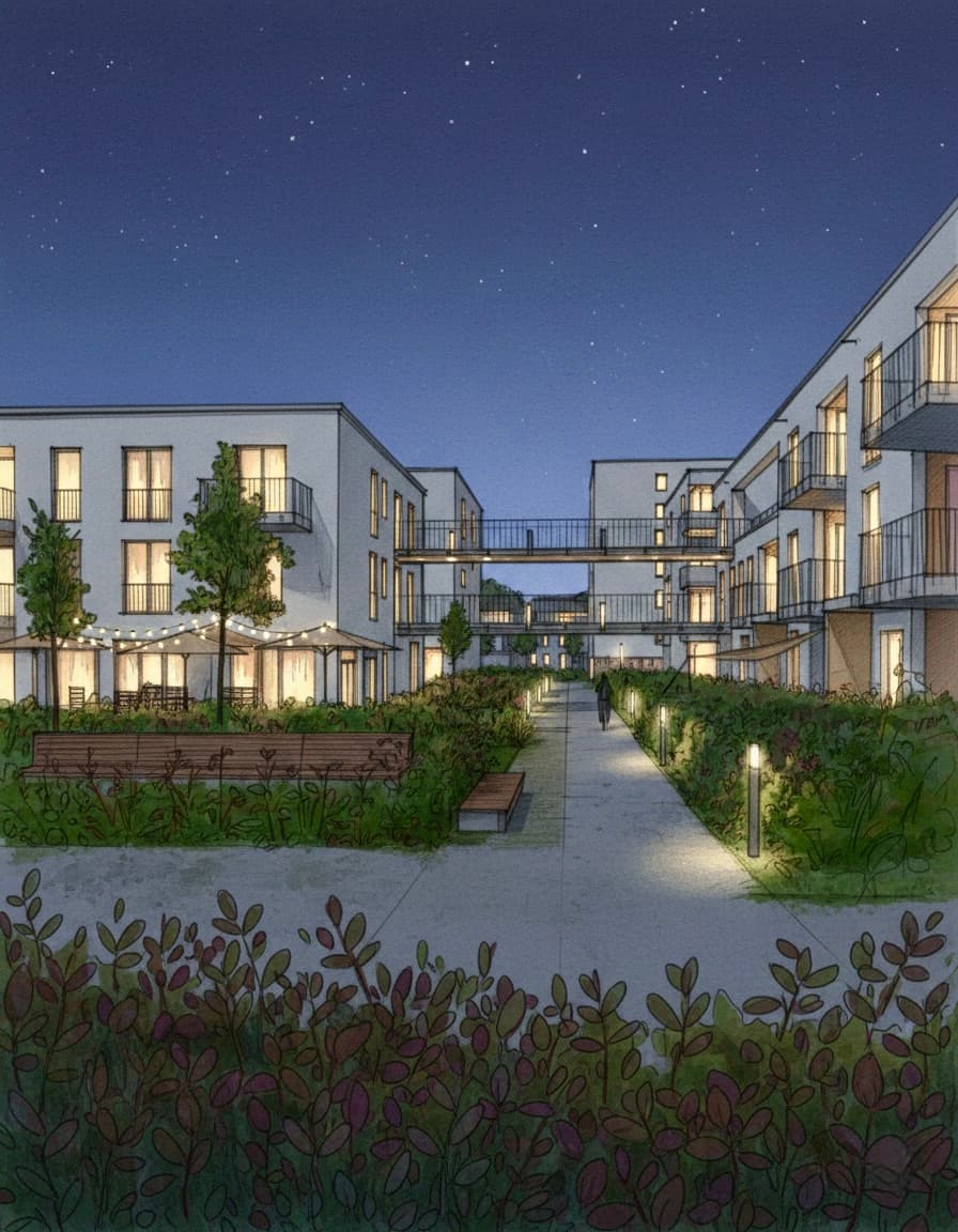 Mehrfamilienhaus mit Kita - hover